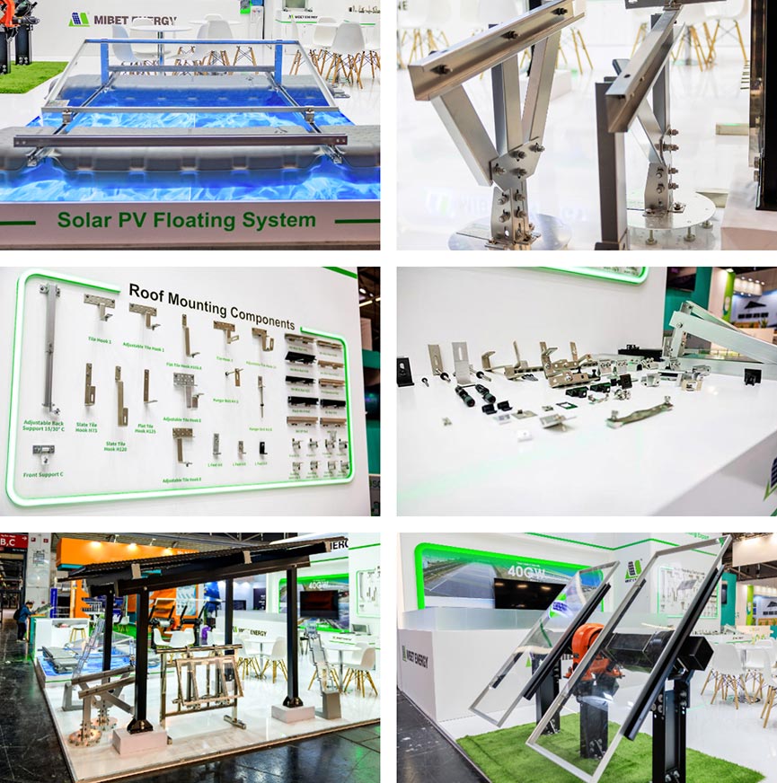Mibet solar mounting collage: floating, roof, carport