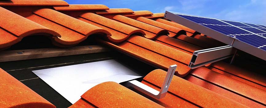 Installation of hooks and panels on tile roofs