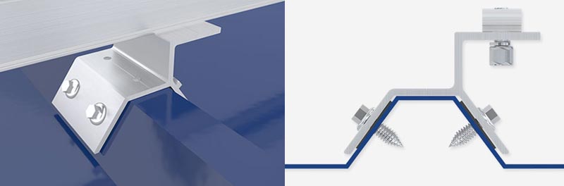 Install clamps on a trapezoidal metal roof