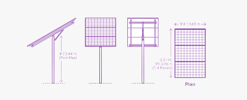 Solar pole structure components