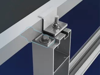 G7 outer support leg with an end clamp holding the module frame