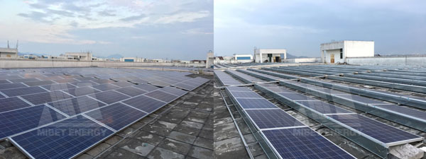 A 1.15MW roof project in an industrial park. The picture was taken three days after the typhoon.