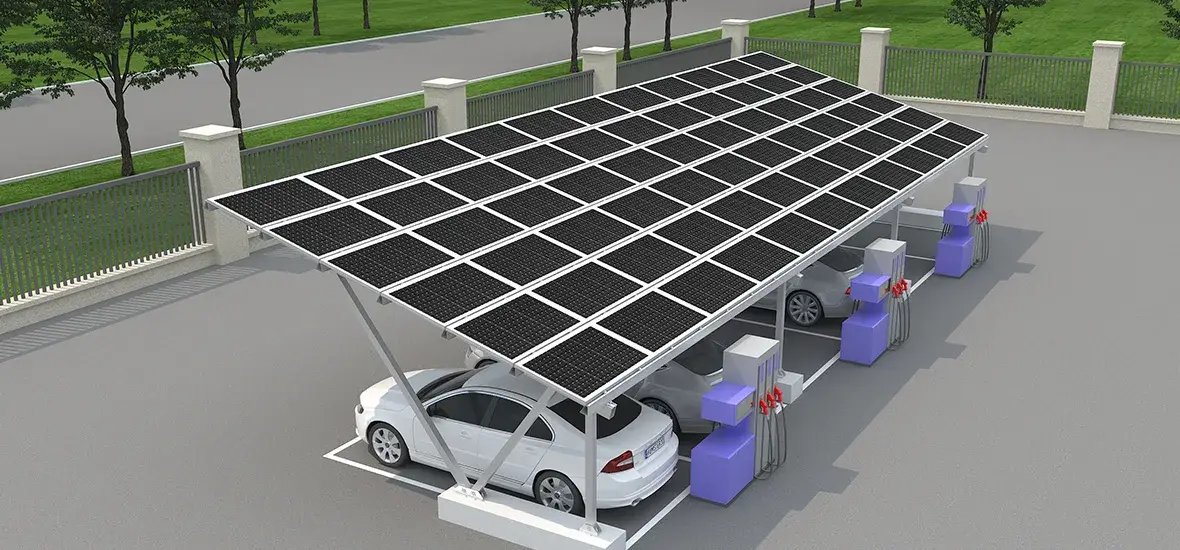 Application example of Single V-column Solar Carport Bracket
