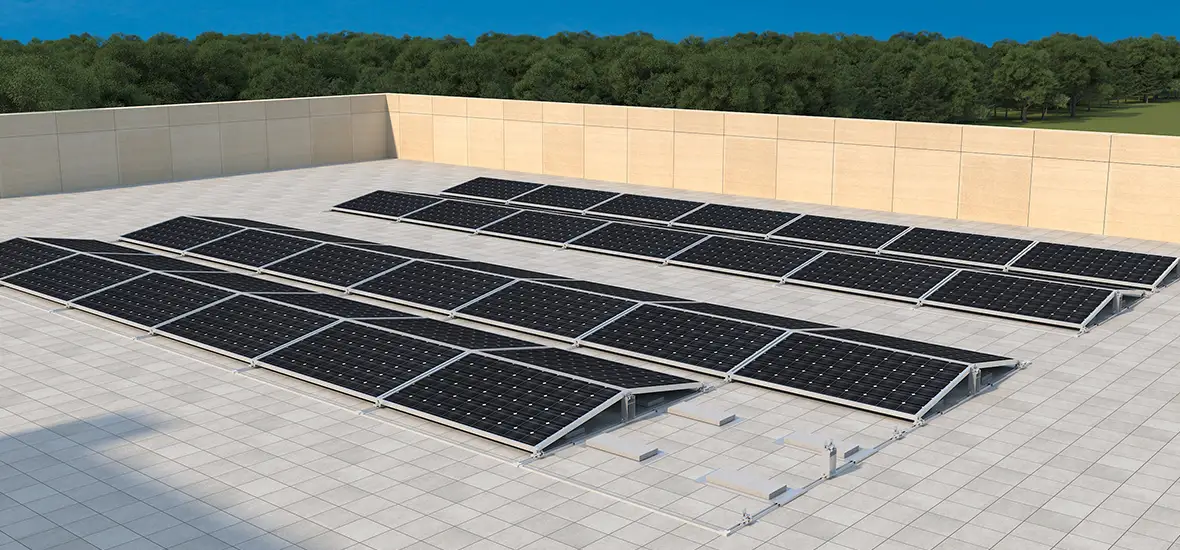 Application example of solar panel ballast mounting system