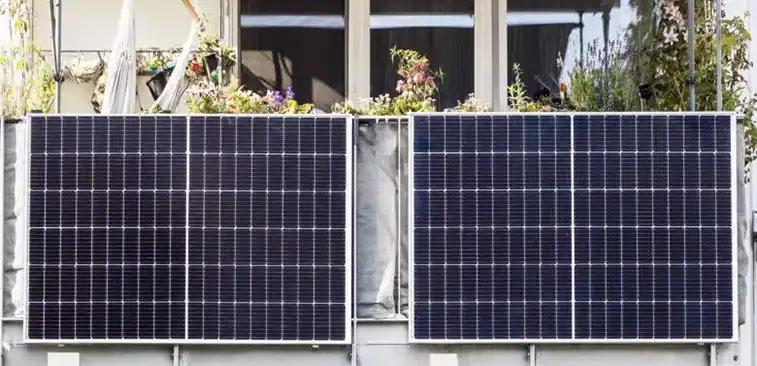 Solar system for balcony full of flowers and plants
