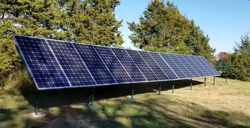 Solar panels obscured by tree shadows