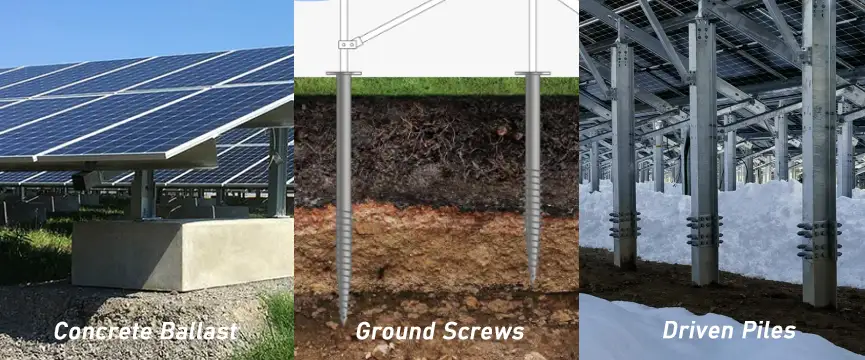 Foundation: concrete ballast vs ground screws vs driven Piles